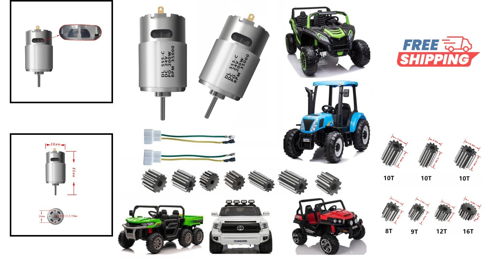 2 Pcs 24V High-Speed Motor Drive for Power Wheels 35000RPM Upgrade Trend Times 1