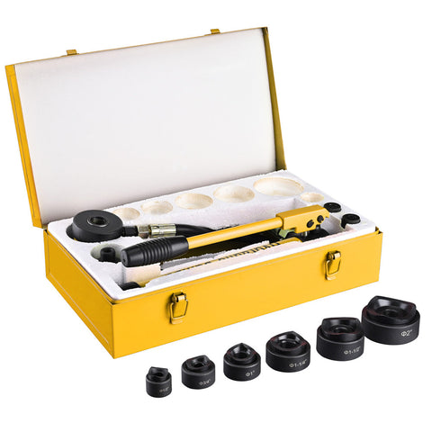 Trendtimes 10 Ton Hydraulic Punch Press w/ 6 Piece Tool Kit Yellow