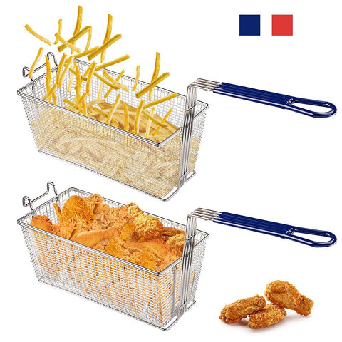 Commercial Deep Fryer Baskets with Handle & Front Hook 13x6x6in