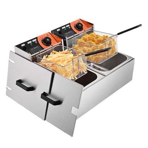 Electric Deep Fryer 24 L Comml. Countertop Dual-Tank