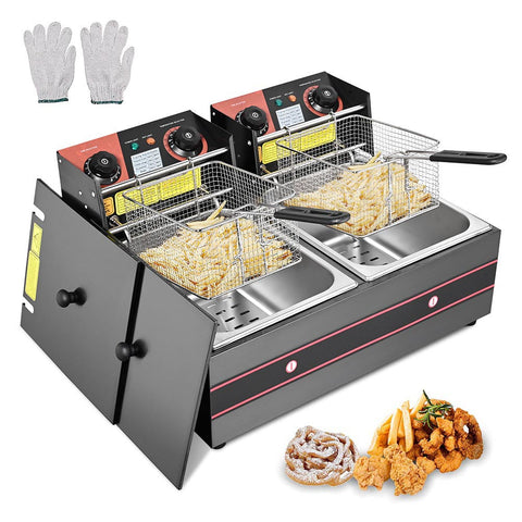 Electric Fryer Deep Fat Fryer (2x) 12L Frying Baskets 110V 5000W