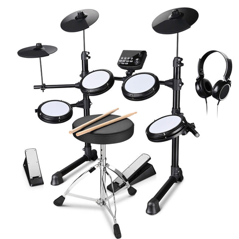 Electronic Drum Kit with Headphones & Quiet Mesh