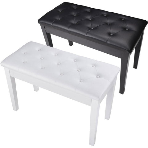 Leather Duet Piano Bench w/ Storage Wood Color Opt
