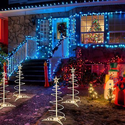 2 Ft LED Christmas Spiral Light with Star Finial Solar Panel New Year Dcor 5pcs - Trend Times Toy Stores