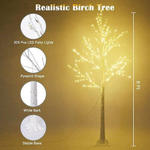 2 Lighted Birch Tree & 6 Pcs Birch Branch Kit Warm White Christmas Decoration - Trend Times Toy Stores