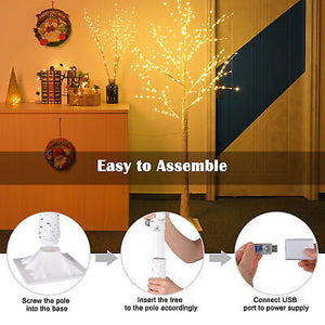 2 Lighted Birch Tree & 6 Pcs Birch Branch Kit Warm White Christmas Decoration - Trend Times Toy Stores