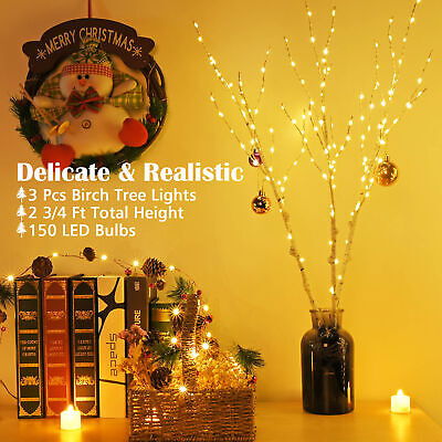 2 Lighted Birch Tree & 6 Pcs Birch Branch Kit Warm White Christmas Decoration - Trend Times Toy Stores