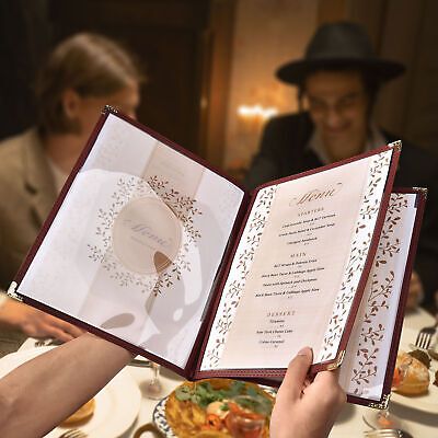 (30 Pack) Menu Cover 6 View 3 Page Book Fold Burgundy 8.5 x 11 inches Insert - Trend Times Toy Stores
