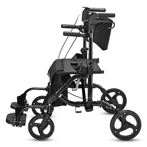 Rollator Walker with Seat Footrest Armrest Backrest 4 Wheels