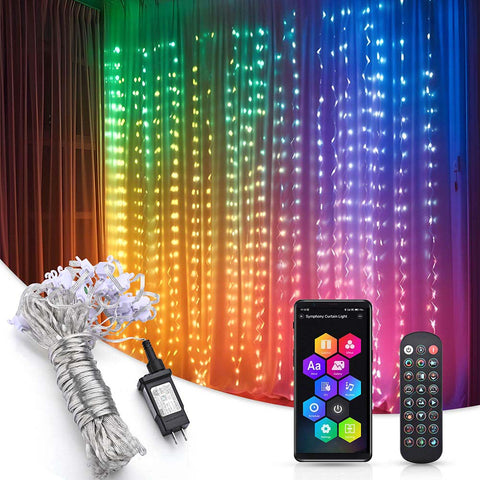 Curtain Fairy Lights APP & Remote Music Sync Color-Changing