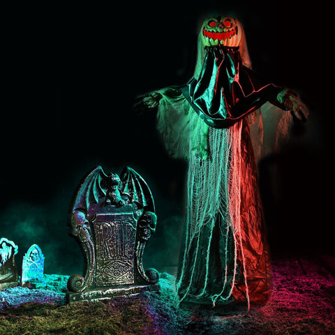Animatronics Pumpkin Halloween Decor Sound & Touch Activated 5.4ft