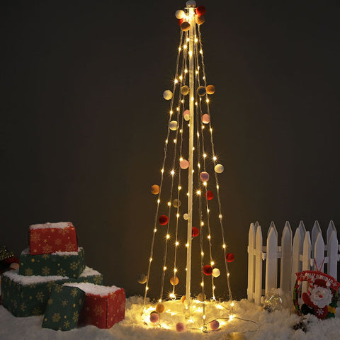 3' Pre-lit Christmas Cone Tree with Cotton Balls Battery Operated