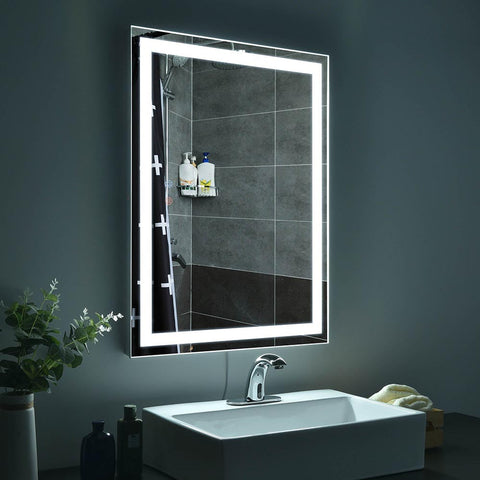 LED Bathroom Mirror Frameless Anti-Fog Touch Switch 32x24