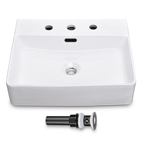 Aquaterior 3-Hole Bathroom Sink Overflow & Pop Up Drain 20