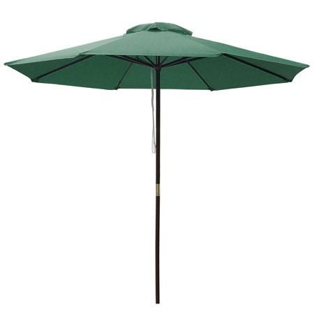 9 Foot Patio Furniture Wood Market Umbrella Green