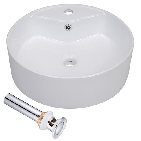 Bathroom Round Shape Porcelain Sink Overflow with Drain