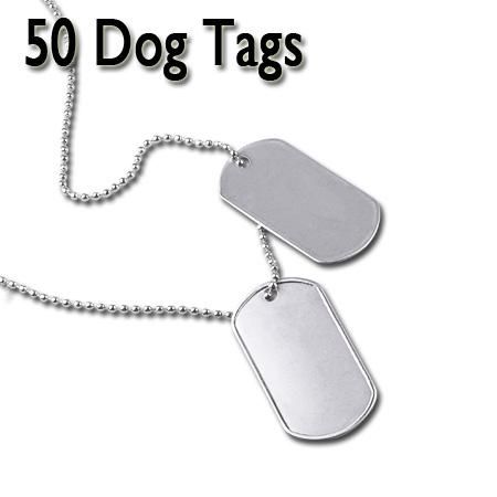 Blank Military Stainless Steel Dog Tag Pendant 50 Pcs