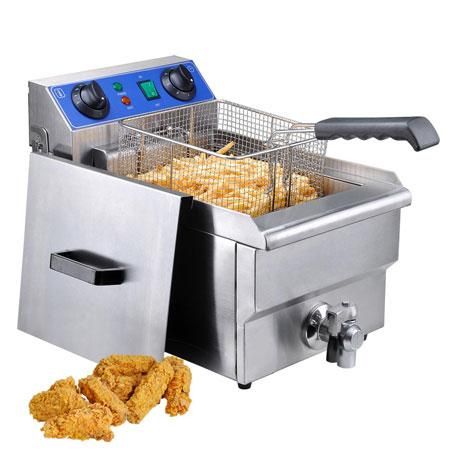 Commercial Quality Stainless Steel Electric Deep Fryer w/ Drain