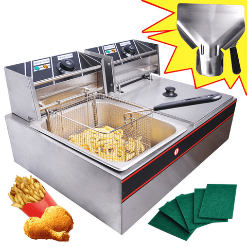 Home Dual Basket Stainless Steel Electric Countertop Deep Fryer