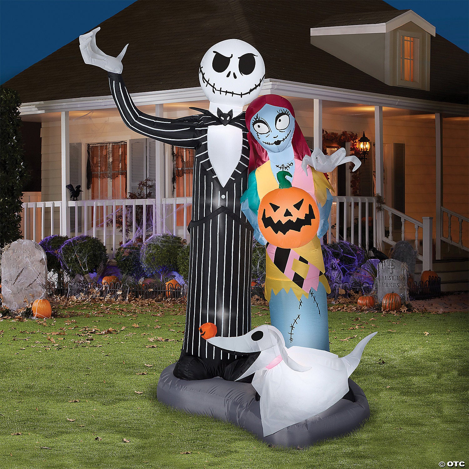 6 ft  blow up inflatable nightmare before christmas jack  sally & zero with built in led lights outdoor yard decoration~ss220951g-a02