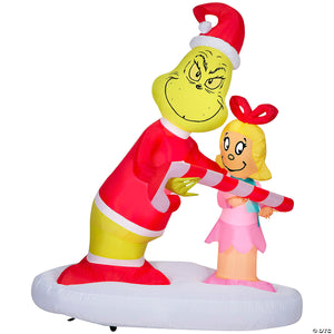 sup  blowup inflatable grinch & cindy lou with built in lights christmas outdoor yard decoration~ss881347g-a02