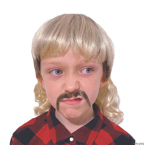 kid s blonde mullet & brown mustache set~mc08