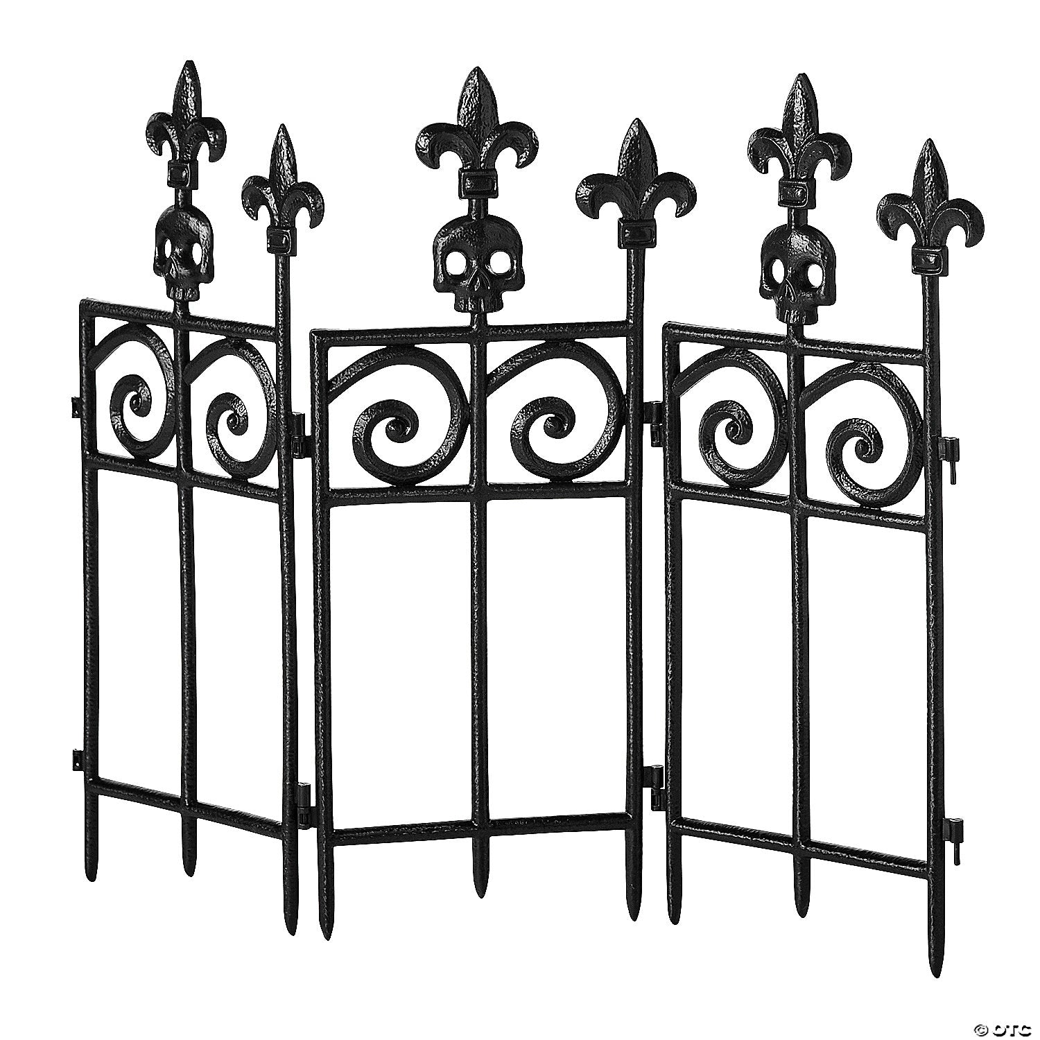 45  black plastic fence with scroll work halloween decoration~sew82848-a01