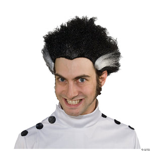 adults black with white streaks mad science wig~mr178045