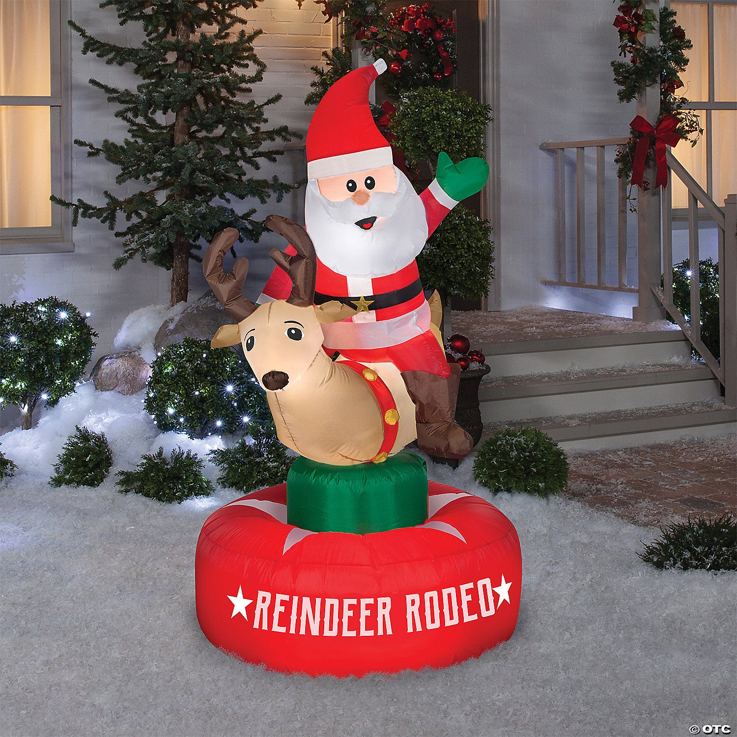 72  blow up inflatable animated santa on reindeer outdoor yard decoration~ss118418g-a01