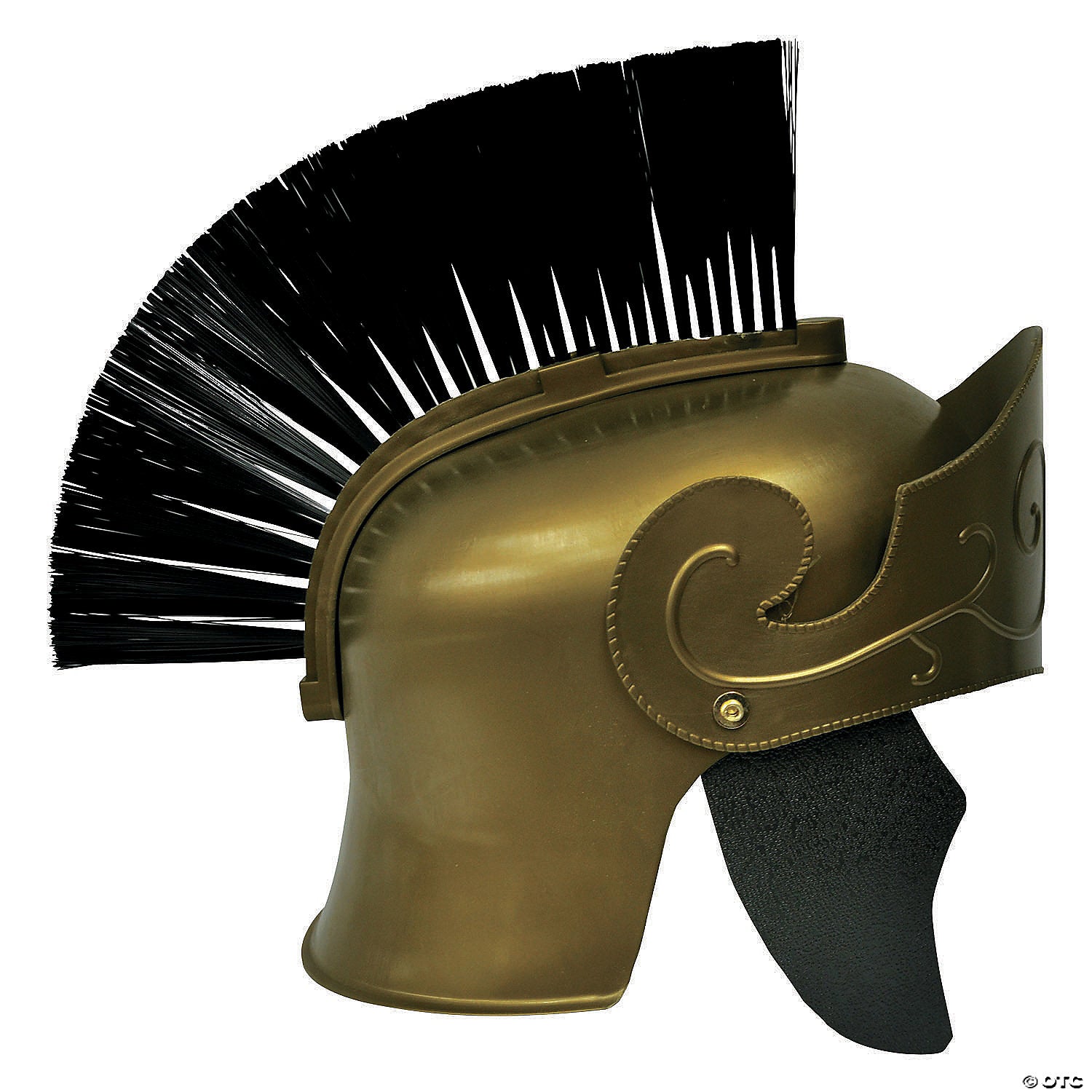 adult s gold roman helmet with black brush~95505bk