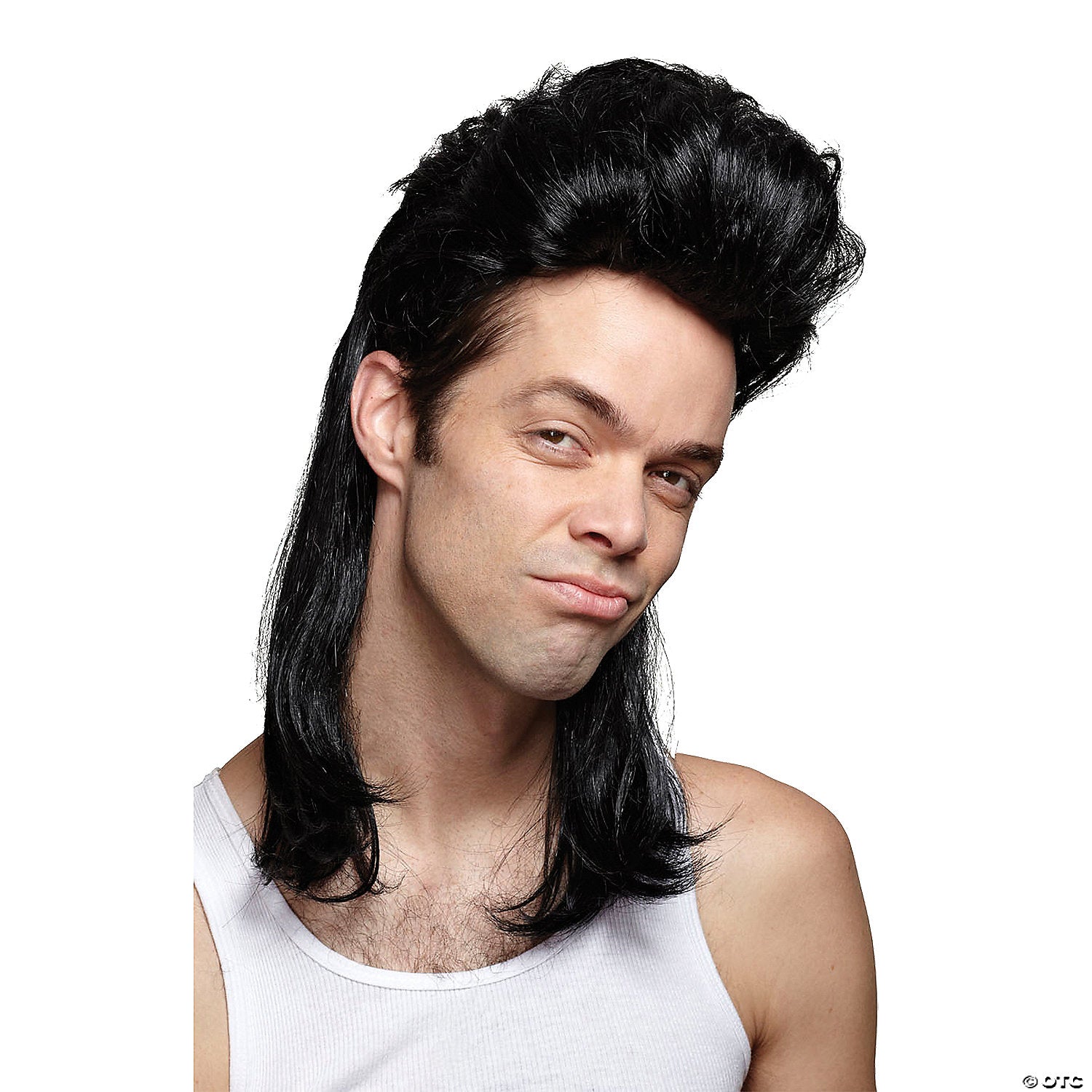 men s black nightclub mullet wig~mr178074