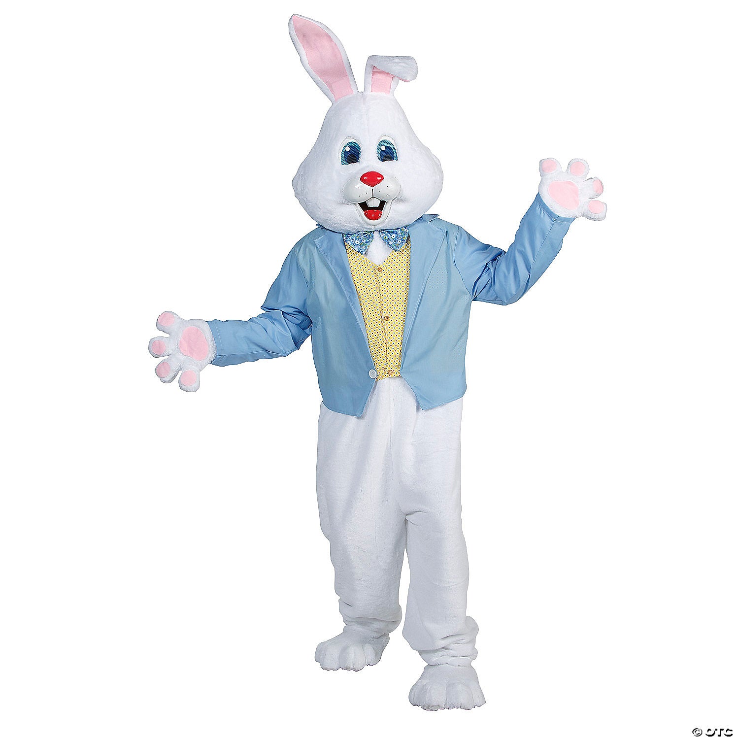 adults easter bunny costume with blue jacket & yellow vest~mc27-a03