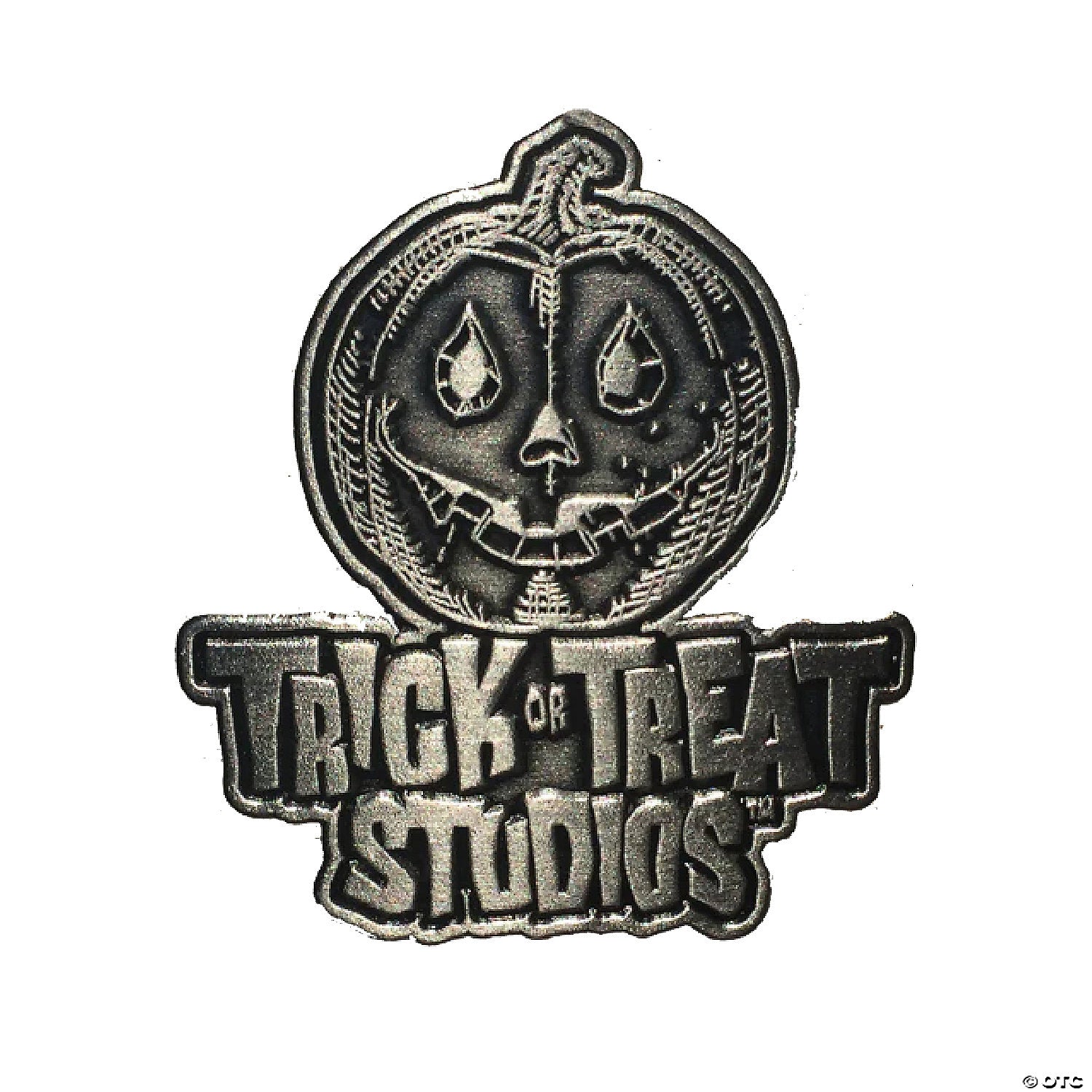 2  trick or treat studios logo antique steel enamel pin~matt129