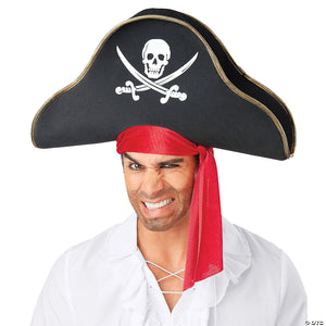 adults black pirate hat with jolly roger~sew10115