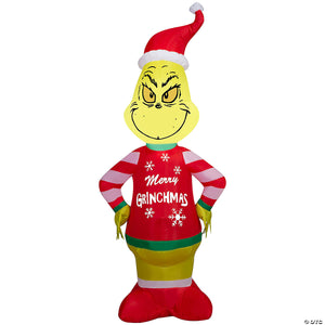 sup  blowup inflatable grinch with merry grinchmas ugly sweater & built in lights christmas outdoor yard decoration~ss880092g-a02