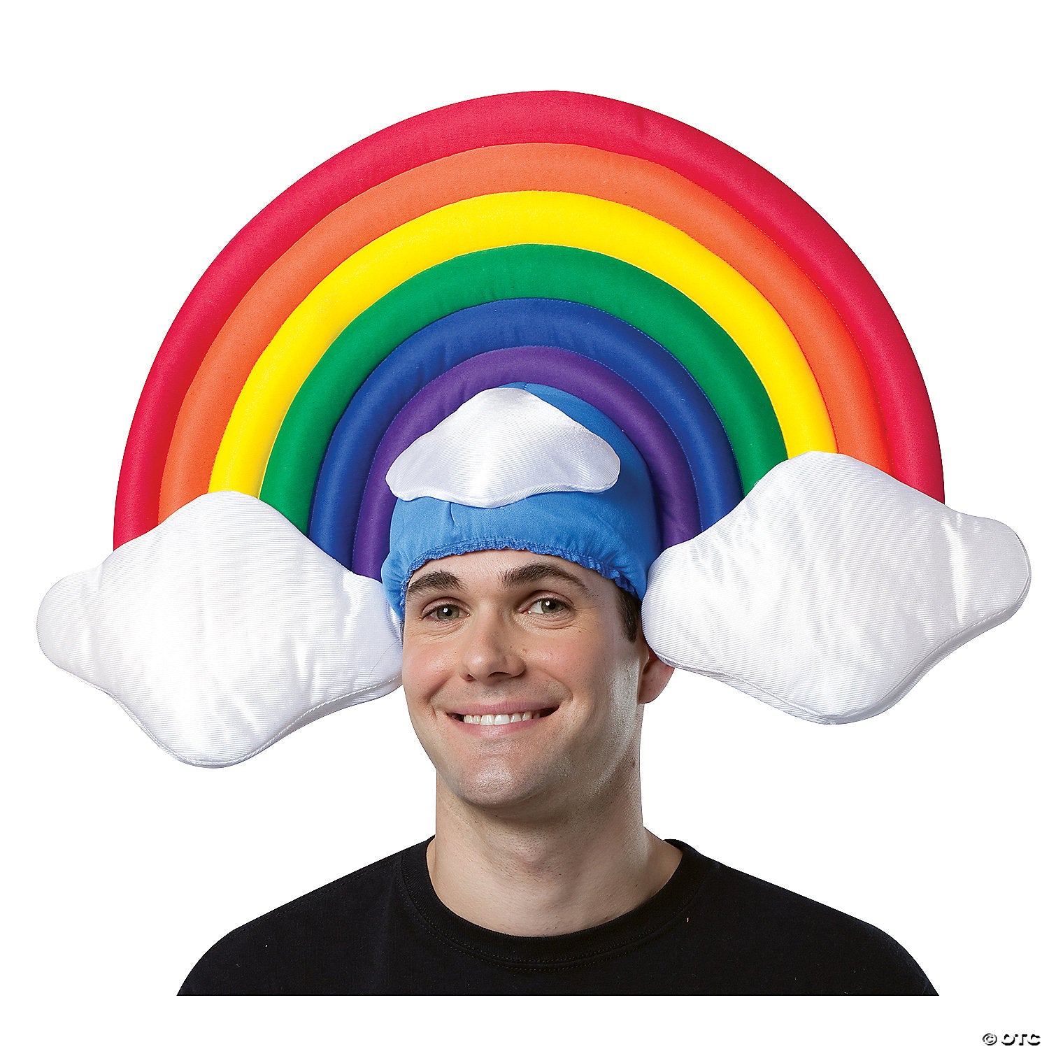 adults stuffed rainbow with clouds hat~gc3038