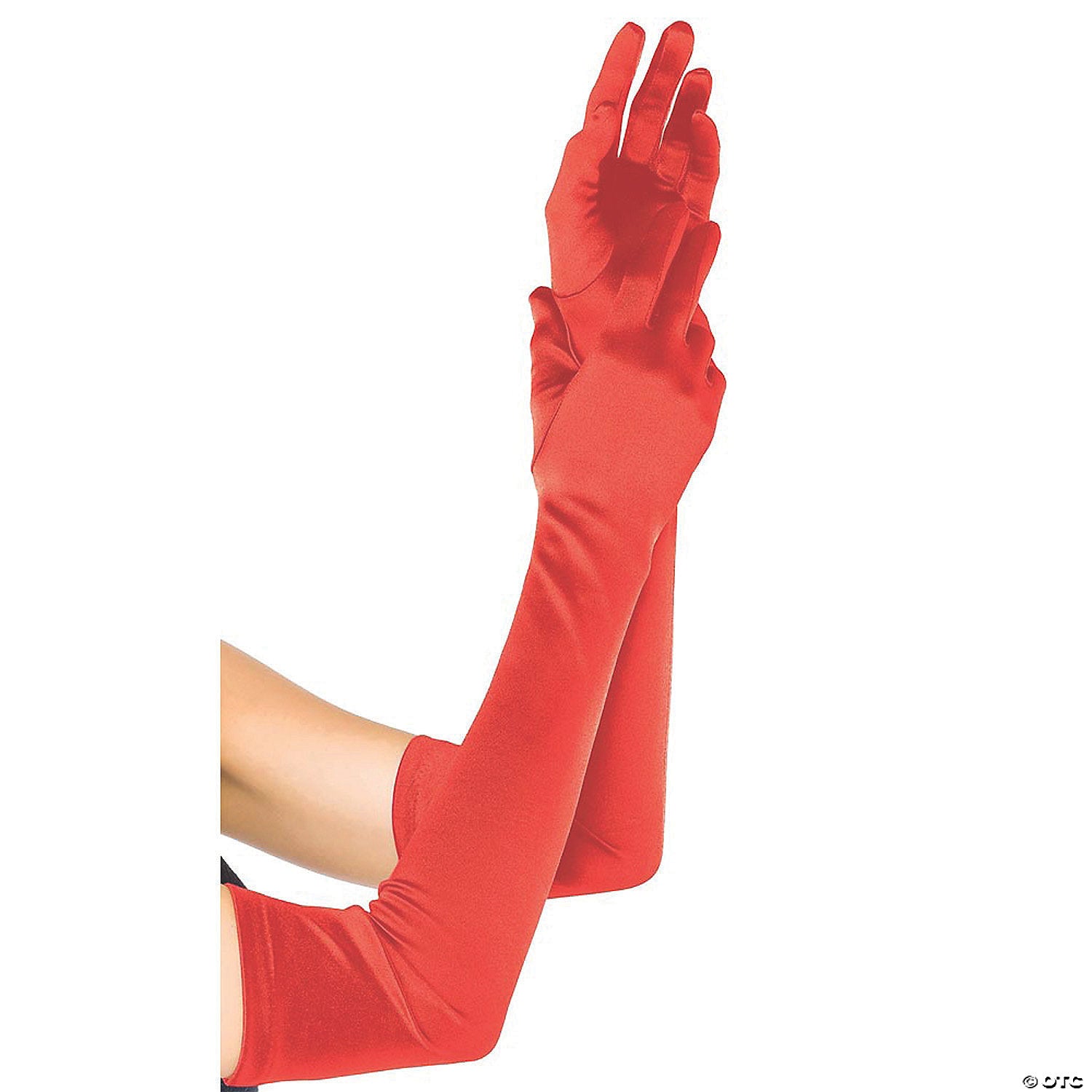 long red satin gloves~ua16brd