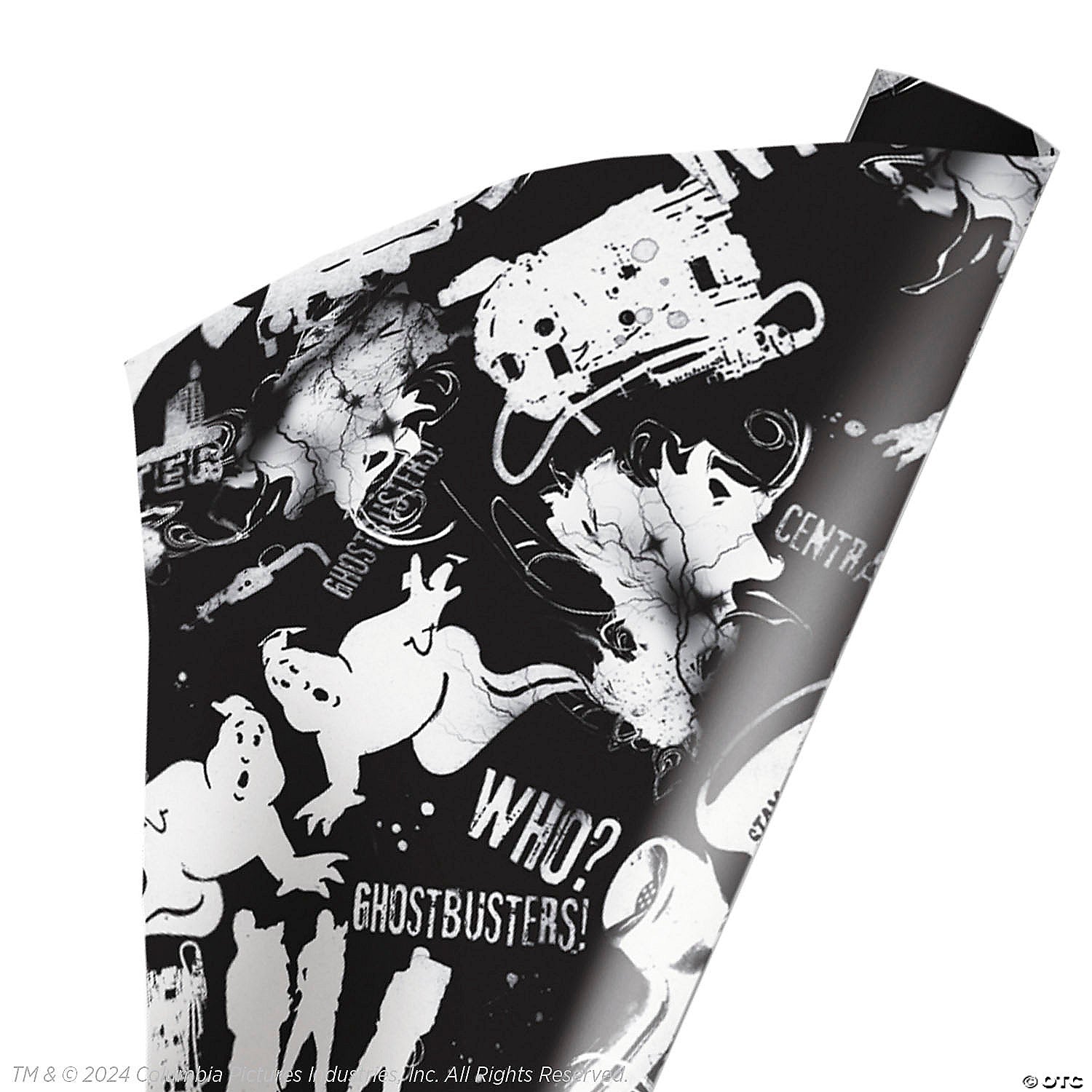 96  x 30  wrapped in terror ghostbusters& 8482  black & white wrapping paper~masfsp127