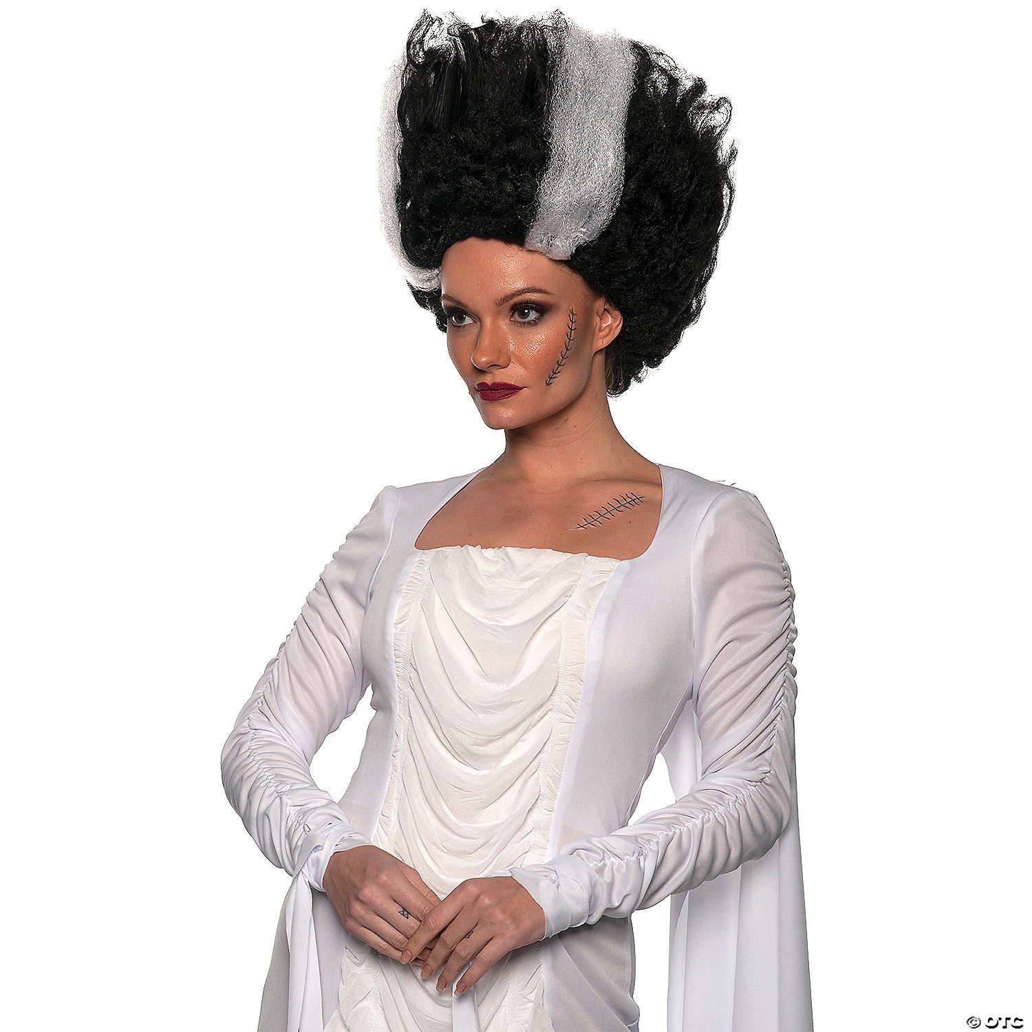 adults black with white stripes tall wig~ur30643