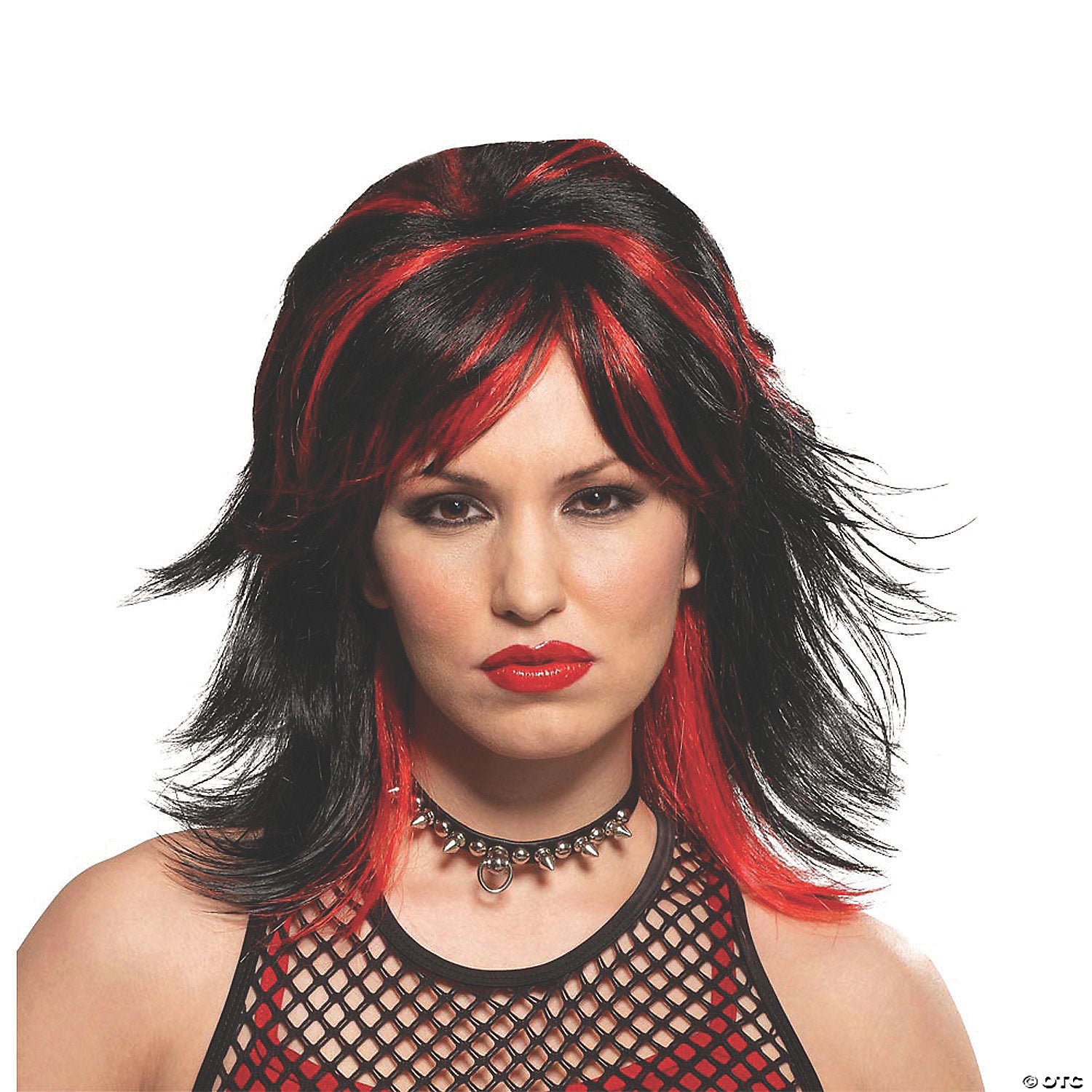 unisex black & red rocker wig~mr179512