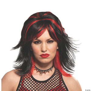 unisex black & red rocker wig~mr179512