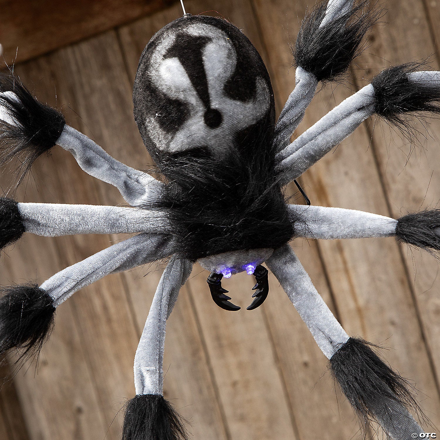 2  gray and black hairy floating spider hanging halloween decoration~atc00085-a04