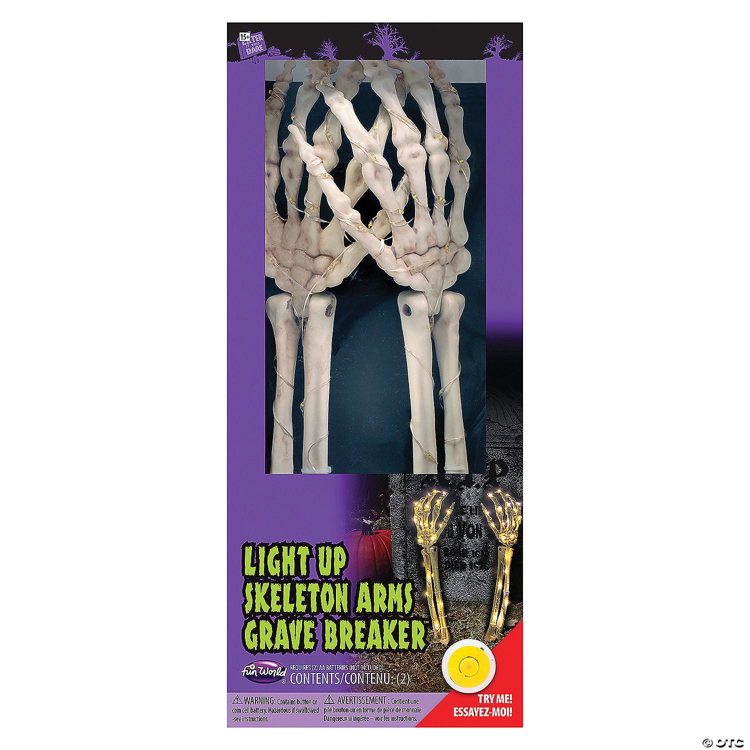 15 inch skeleton arms light up yard d& 233 cor~fw91286t-a01