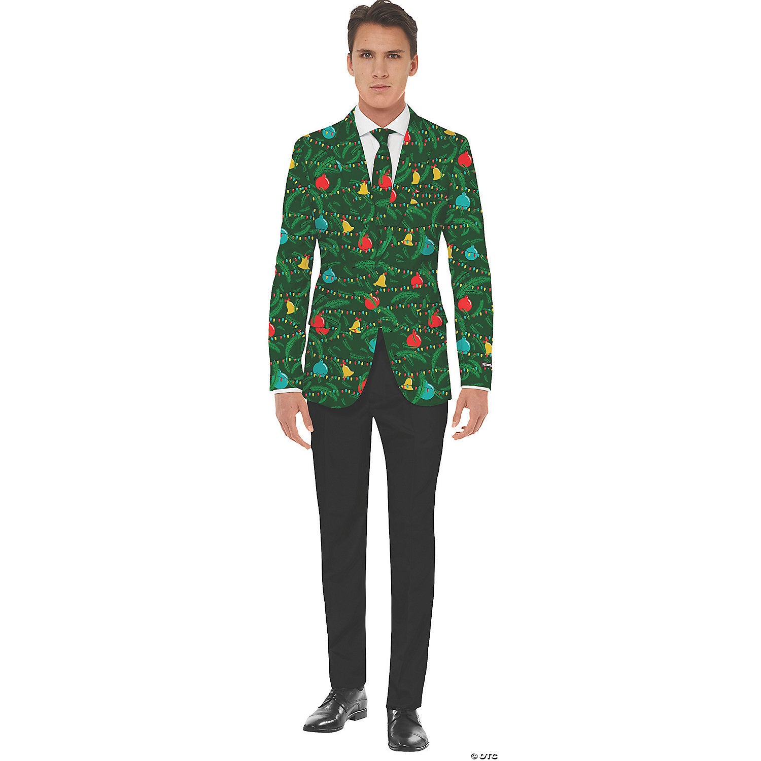 men s green christmas jacket & tie~osjm0071xl
