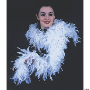 white chandelle boa with silver lurex~bb66wt