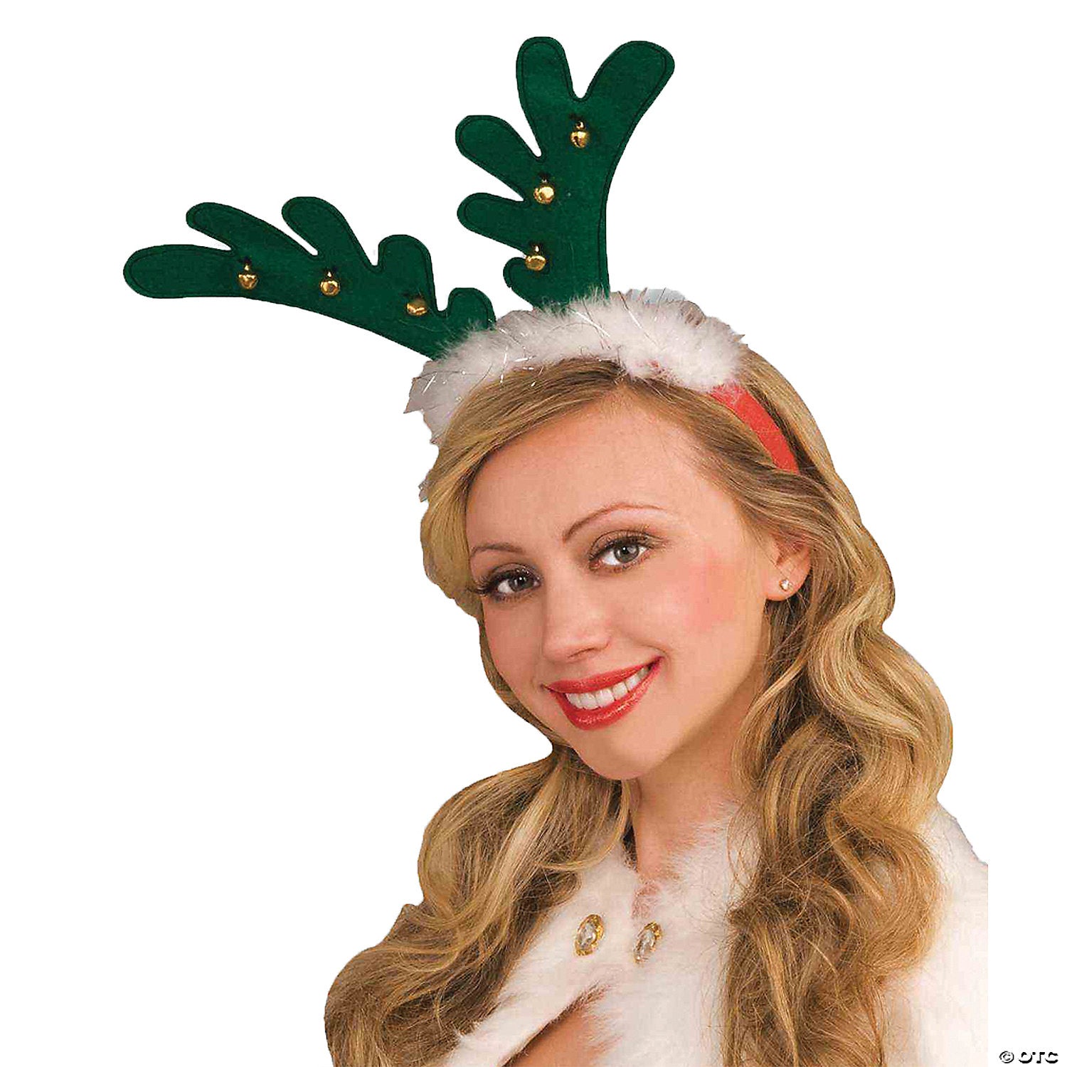 green reindeer antlers with bells~fm65435