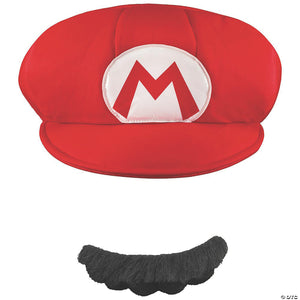 men s super mario bros & 8482  red mario hat & mustache~dg73781