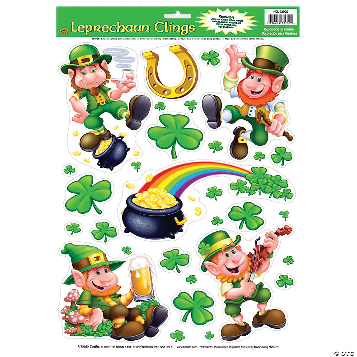 leprechaun shamrock window clings~bg33905