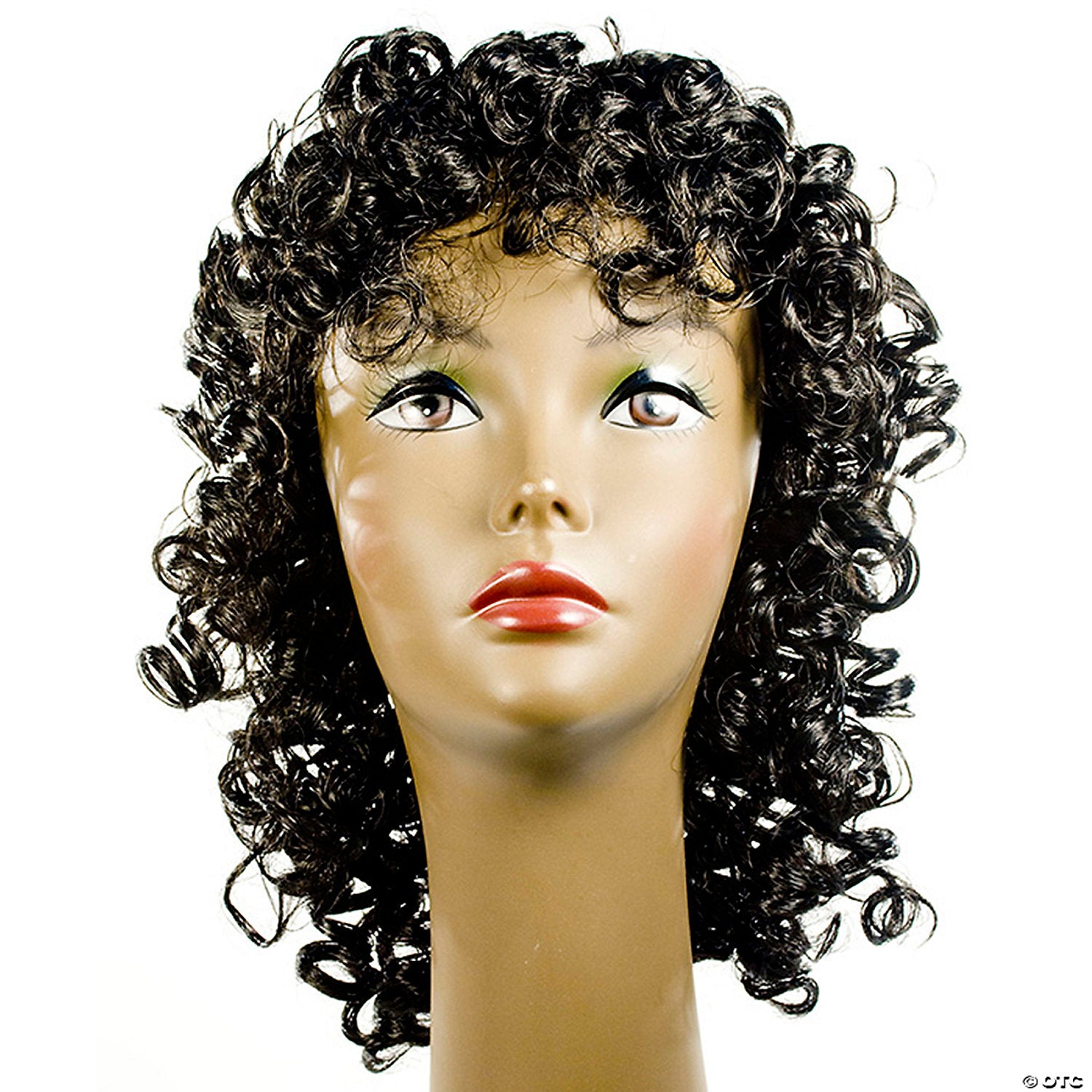 adults black curly wig~lw464bk