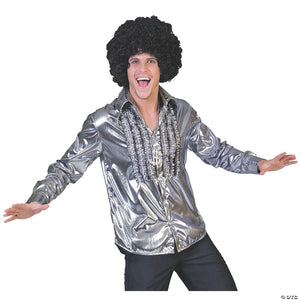 men s silver saturday night fever shirt costume   small~ff783175
